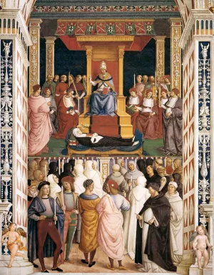 No. 9: The Canonization of Catherine of Siena by Pope Pius II by Bernardino Pinturicchio Oil Painting