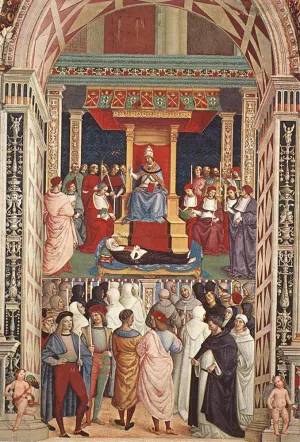 Pope Aeneas Piccolomini Canonizes Catherine of Siena by Bernardino Pinturicchio Oil Painting