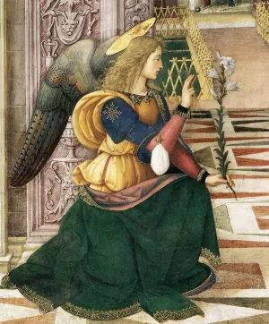 The Annunciation Detail by Bernardino Pinturicchio Oil Painting