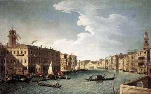 The Grand Canal with the Fabbriche Nuove at Rialto by Bernardo Canal Oil Painting