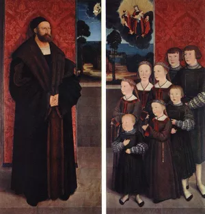 Portrait of Conrad Rehlinger and His Children by Bernhard Strigel Oil Painting