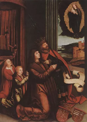 St Ladislas Presents Wladislav II and His Sons to the Virgin by Bernhard Strigel Oil Painting