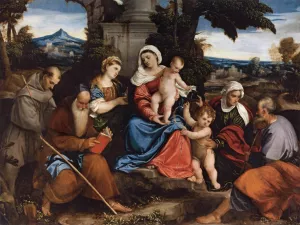 Holy Family with Saints by Bonifacio Veronese Oil Painting