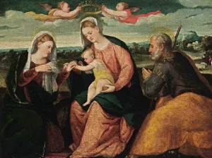 The Mystic Marriage of St Catherine by Bonifacio Veronese Oil Painting