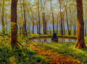The Park in Autumn by Boris Vasilievich Bessonov Oil Painting