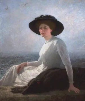 A Study in Black and White, Mrs Henrietta Riviere by Briton Riviere Oil Painting