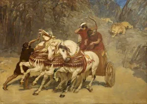 Assyrian Lion Hunt (unfinished) by Briton Riviere Oil Painting