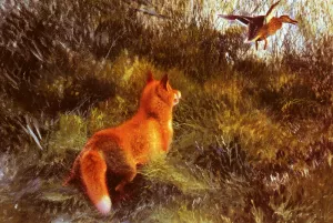Eluding The Fox by Bruno Liljefors Oil Painting