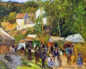 A Fair at l'Hermitage near Pontoise by Camille Pissarro Oil Painting