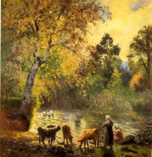 Autumn, Montfoucault Pond by Camille Pissarro Oil Painting