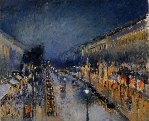 Boulevard Montmartre; Night Effect by Camille Pissarro Oil Painting