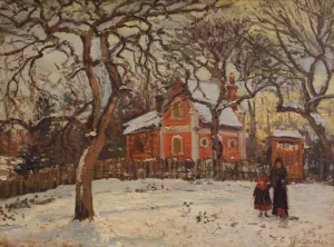 Chestnut Trees at Louveciennes in Winter by Camille Pissarro Oil Painting