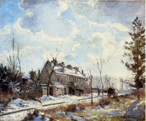Louveciennes Road: Snow Effect by Camille Pissarro Oil Painting