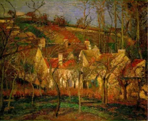 Red Roofs, Corner of a Village, Winter also known as Cote de Saint-Denis at Pontoise by Camille Pissarro Oil Painting
