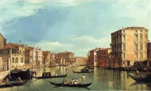 Grand Canal Between the Palazzo Bembo and the Palazzo Vendramin by Canaletto Oil Painting