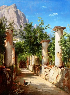 Ancient Columns, Italy by Carl Frederic Aagaard Oil Painting