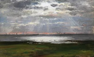 Coastal Landscape at Sunset by Carl Frederic Aagaard Oil Painting