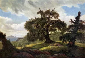 Oaks at the Sea Shore by Carl Gustav Carus Oil Painting