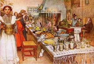 A Christmas Eve by Carl Larsson Oil Painting