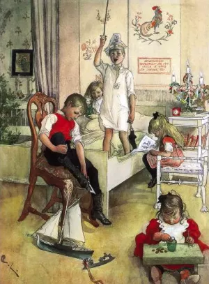 A Christmas Morning by Carl Larsson Oil Painting