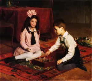 The Chess Match by Carl Probst Oil Painting