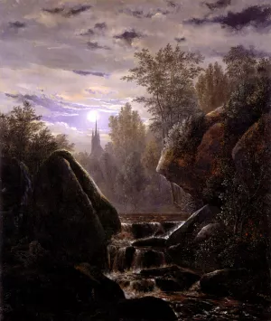 A Moonlit Night by Carl Wagner Oil Painting
