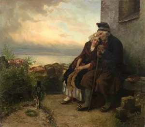 Mourning Their Loss by Carl Wilhelm Hubner Oil Painting