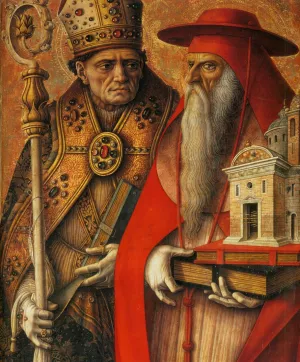 St Jerome and St Augustine Detail by Carlo Crivelli Oil Painting