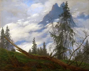 Mountain Peak with Drifting Clouds by Caspar David Friedrich Oil Painting