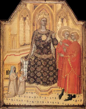St Catherine Enthroned with Two Saints and Two Donors by Cenni Di Francesco Di Ser Cenni Oil Painting