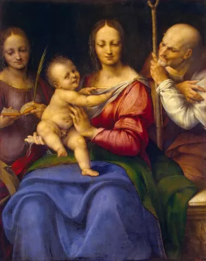 Holy Family with St Catherine by Cesare Da Sesto Oil Painting