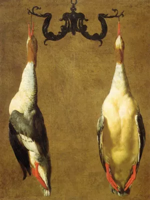 Two Hanged Teals by Cesare Dandini Oil Painting
