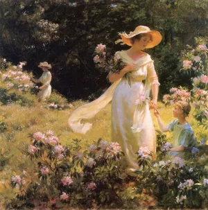 Among the Laurel Blossoms by Charles Curran Oil Painting