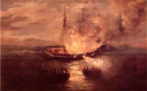 The Burning of the Gaspee by Charles De Wolf Brownell Oil Painting