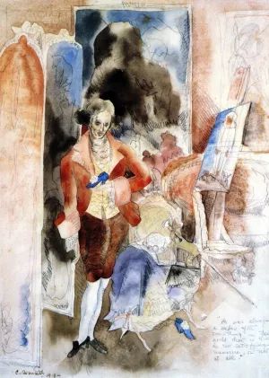 A Prince of Court Painters after Watteau by Charles Demuth Oil Painting