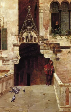 Romeo and Juliet (Act II, Scene II, Capulet's Garden) by Charles Edouard Edmond Delort Oil Painting