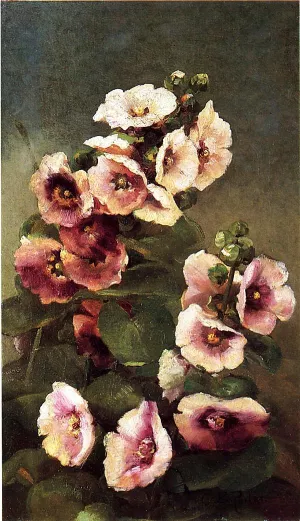 Pink Hollyhocks by Charles Ethan Porter Oil Painting