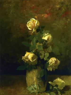 Yellow Roses in a Vase by Charles Ethan Porter Oil Painting