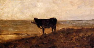 The Lone Cow by Charles-Francois Daubigny Oil Painting