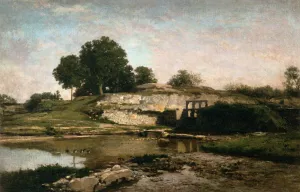 The Sluice-Gate at Optevoz Isre by Charles-Francois Daubigny Oil Painting