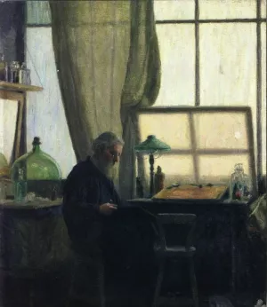 The Etcher also known as Man at Desk by Charles Franklin Galt Oil Painting