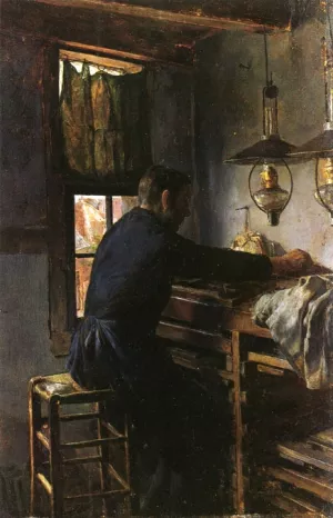 A Dutch Typesetter by Charles Frederic Ulrich Oil Painting
