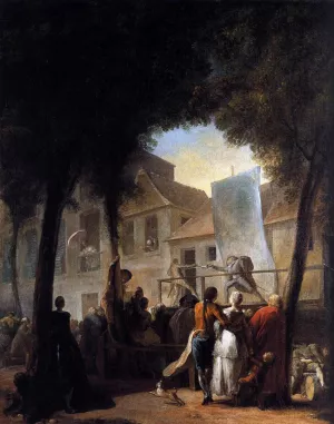 A Street Show in Paris La Parade du Boulevard by Charles-Germain De Saint-Aubin Oil Painting