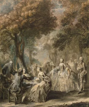 Company Taking a Promenade by Charles-Germain De Saint-Aubin Oil Painting
