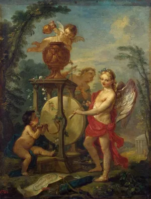 Cupid Sharpening an Arrow by Charles-Joseph Natoire Oil Painting