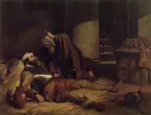 The Dying Warrior by Charles Landseer Oil Painting