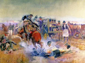 Bronc for Breakfast by Charles Marion Russell Oil Painting