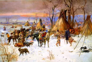 Indian Hunters' Return by Charles Marion Russell Oil Painting