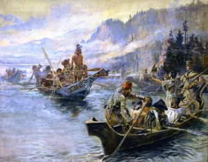 Lewis and Clark on the Lower Columbia by Charles Marion Russell Oil Painting