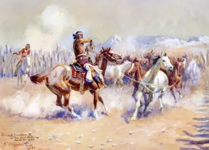 Navajo Wild Horse Hunters by Charles Marion Russell Oil Painting